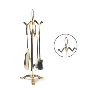High Quality Luxury Fireplace Accessories Iron Fireplace Tool Set with Gold Plate