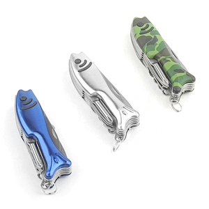 Fish Style 13 in 1 Multi Functions Stainless Steel Folding Survival Pocket  Knife Tools