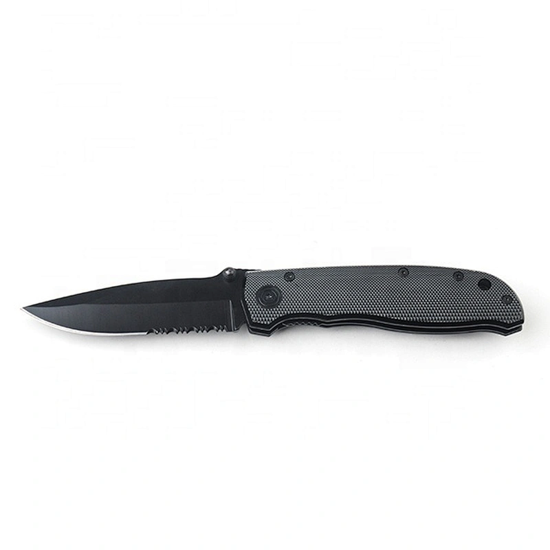 Professional pocket survival folding knife with black coating