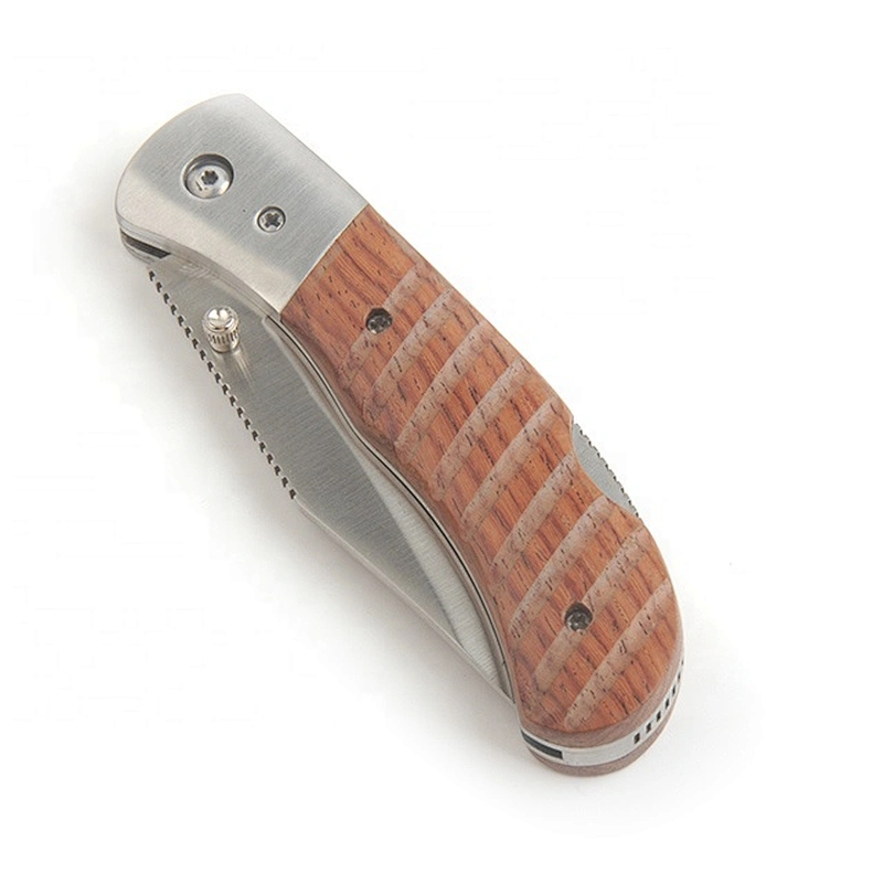 Stainless Steel Blade Folding Pocket Knife with Rose Wood Handle