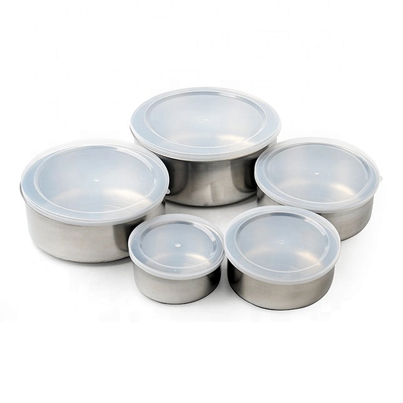 Stainless Steel Storage,5 Units Stainless Steel Food Freshness Seal Bowl Storage Preservation Box crisper mess tin