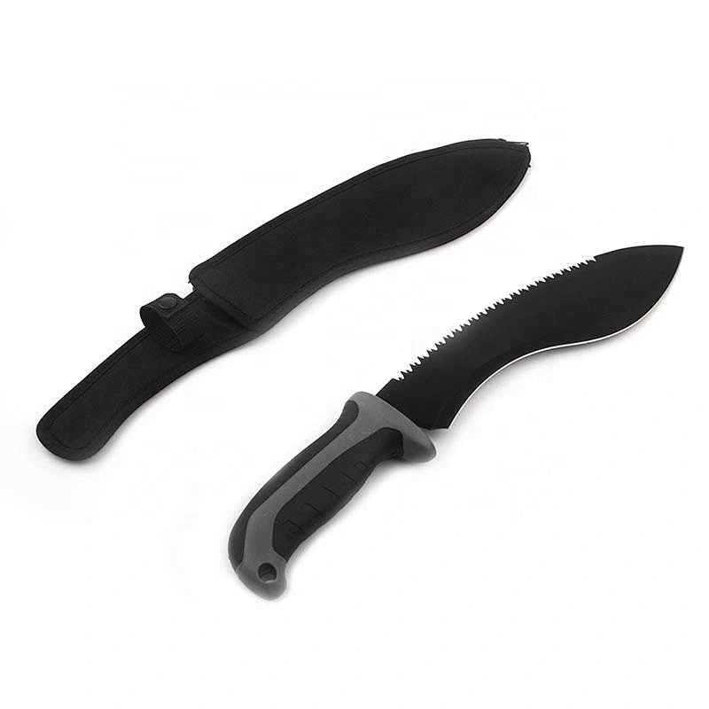 Double Side  Stainless Steel  Black Blade Outdoor Survival Hunting Long Machete With Nylon Sheath