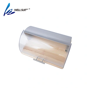 Stainless Steel wood Roll Top Bread Box for Kitchen, bread bin, bread storage