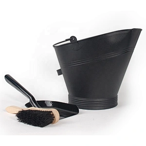 Metal ash bucket fireplace accessories