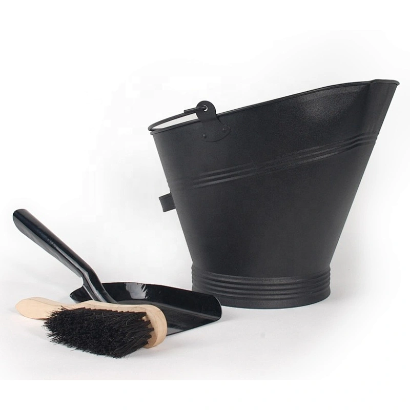 Metal ash bucket fireplace accessories
