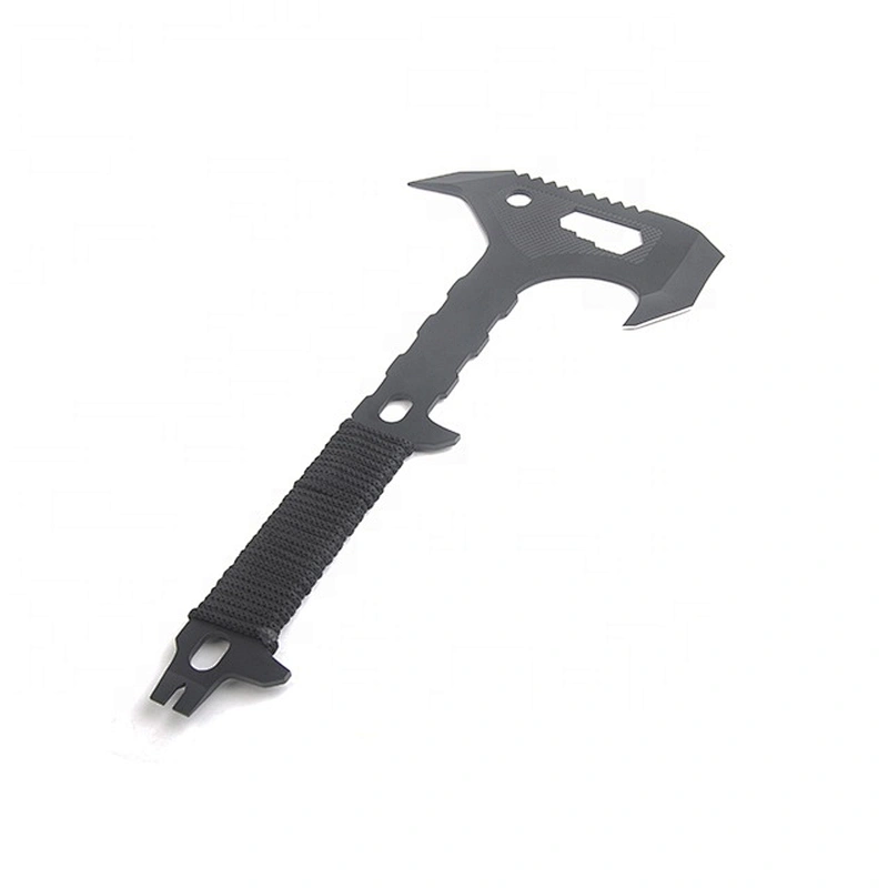 Black Stainless Steel Throwing Hatchet Survival Camp Hand Axe with Paracord Handle