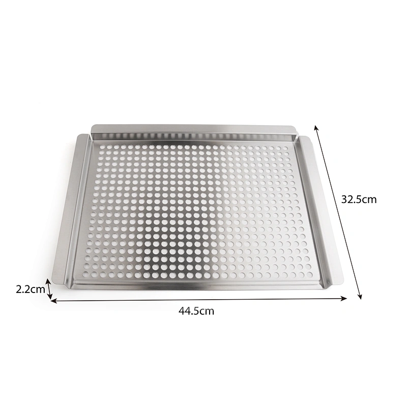 smoke slotted and holes on bbq grill and tray Square grill Topper pan