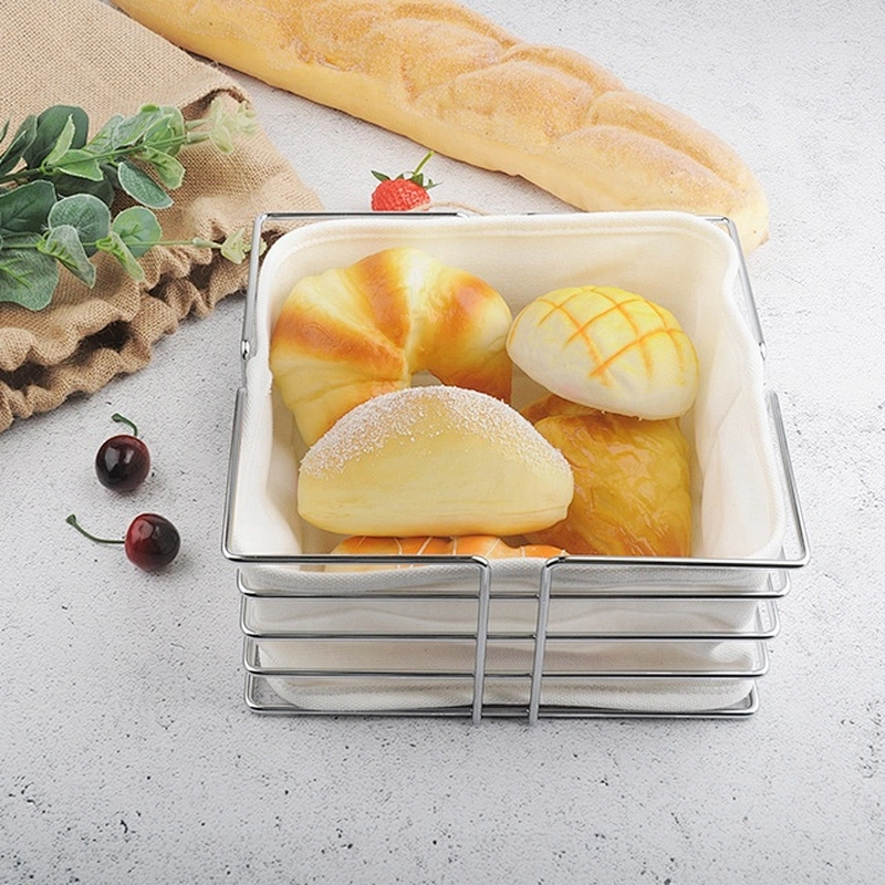 New design hot selling stainless steel bread basket with canvas bag