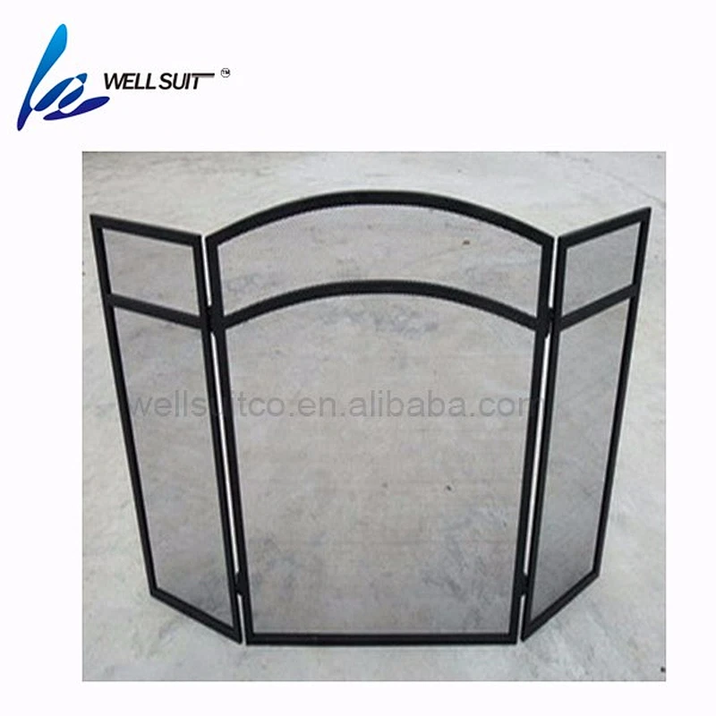 Popular Folding screen painted fireplace screen fire screen With Black Powder Coating