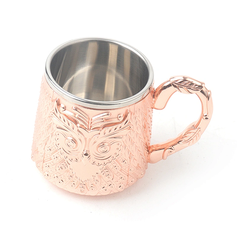 Stainless steel owl pattern bar tool tea cup wine glass