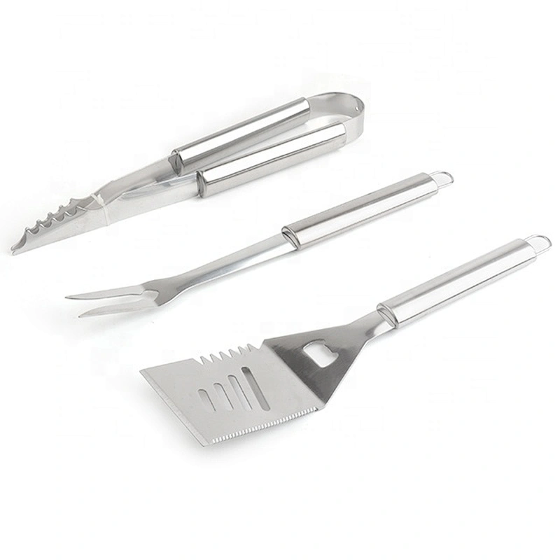 Easy to use  hot selling stainless steel BBQ tools set 3pcs with BBQ nylon bag