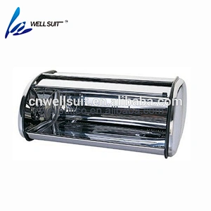 Unique design roll top stainless steel bread box bread bin metal