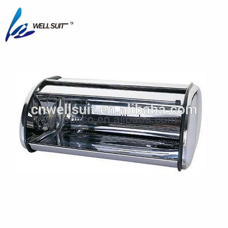 Unique design roll top stainless steel bread box bread bin metal