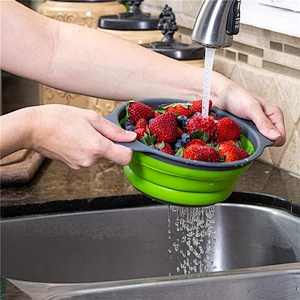Food grade folding BPA free  fruit vegetables washing basket strainer/colander For Home and Kitchen accessories