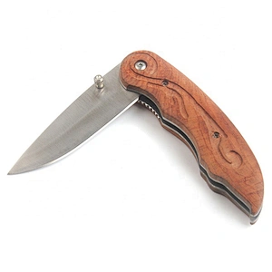 Customize  Wood Handle Stainless Steel Blade Folding Pocket Knife