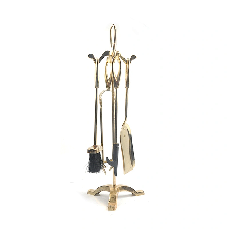 High Quality Luxury Fireplace Accessories Iron Fireplace Tool Set with Gold Plate