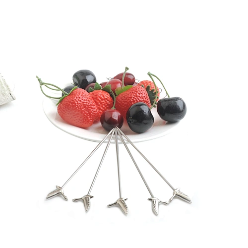 Stainless Steel Lovely Animals Titanium Golden Tableware Fruit Tea Fork Picks Cutlery Set