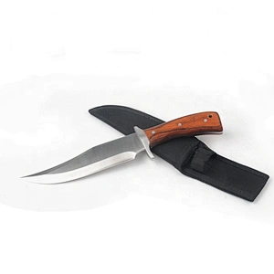 Survival camping fixed hunting Knife with the pakka wooden handle