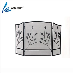 Popular Folding screen painted fireplace screen fire screen With Black Powder Coating