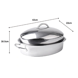 Eco-friendly 100% food grade microwave chicken turkey roaster roasting pan with rack turkey roaster pan