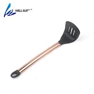 New design  food grade silicoe home kitchen tools utensils of 11 pcs cookware sets with copper plating handle