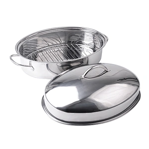 Eco-friendly 100% food grade microwave chicken turkey roaster roasting pan with rack turkey roaster pan