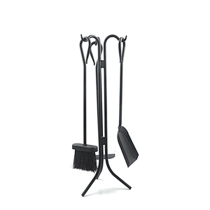 3 Pieces Fireplace Tools Set Indoor Wrought Iron Fire Set Fire Place Pit Modern Black Outdoor Accessories Kit