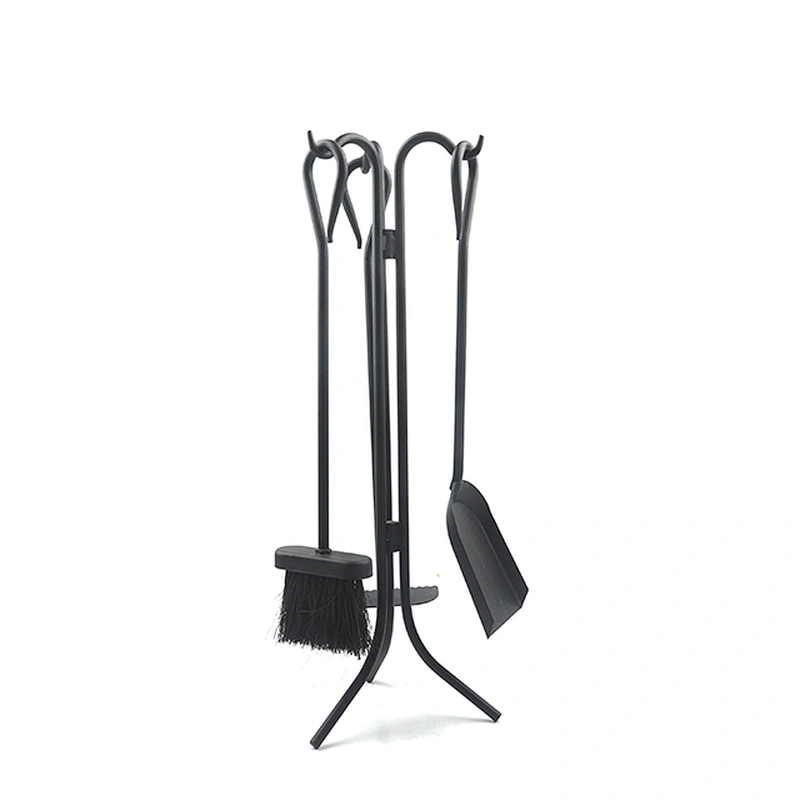 3 Pieces Fireplace Tools Set Indoor Wrought Iron Fire Set Fire Place Pit Modern Black Outdoor Accessories Kit