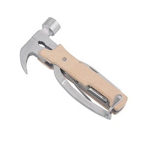 Multifunctional stainless steel outdoor mini hammer multi tool with wood handle