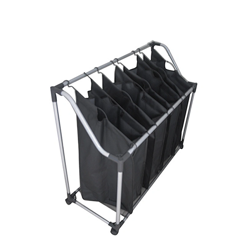 New Design Waterproof Oxford Sorter cart with wheel and 4 movable Bags For Clothes Rolling Cart foldable laundry basket