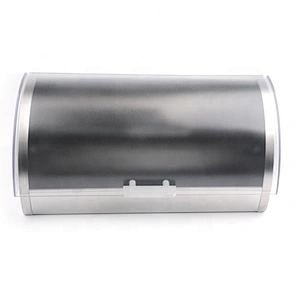 Stainless Steel Bread Bin / Food Storage Roll Top Box / Bread Box with Window for Kitchen