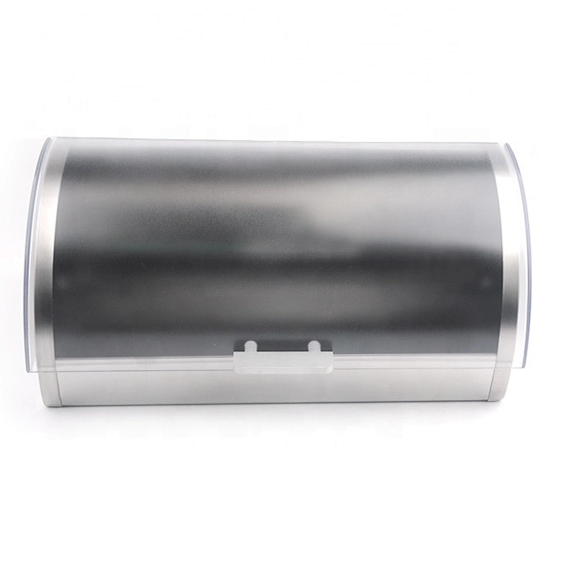 Stainless Steel Bread Bin / Food Storage Roll Top Box / Bread Box with Window for Kitchen