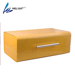 Unique design yellow metal bread box grey