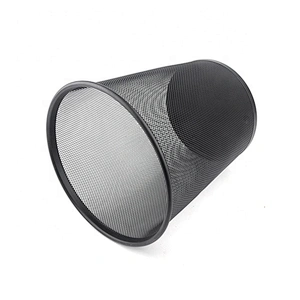 Round office waste bin mesh cheap metal trash can for hotel