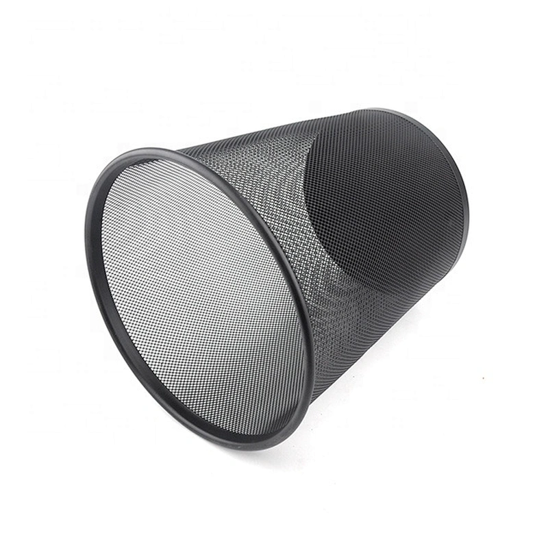 Round office waste bin mesh cheap metal trash can for hotel