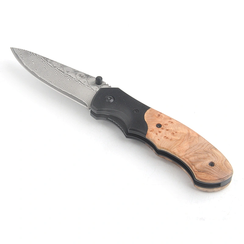 Best price damascus steel blade wood handle knife