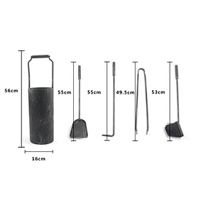 Fireplace accessories  black coating 5pcs modern fireplace tools outdoor for garden