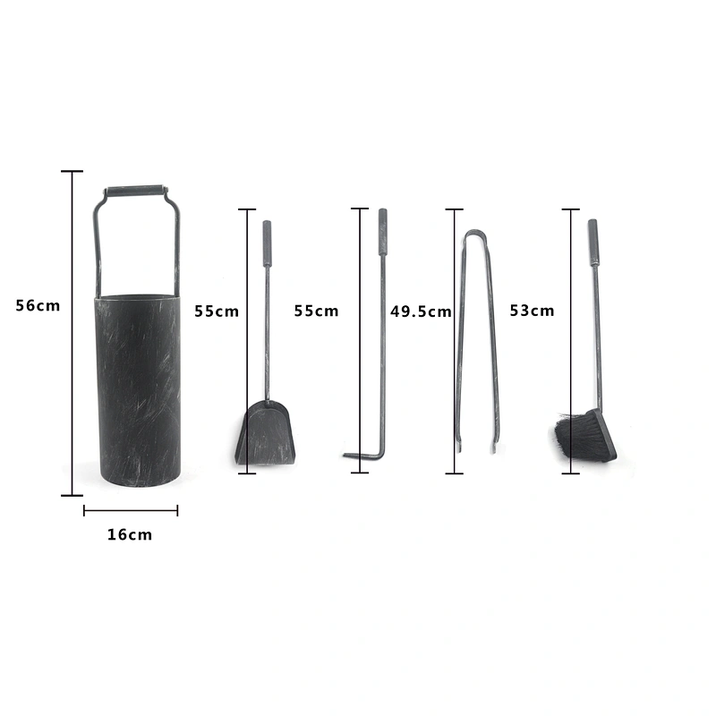 Fireplace accessories  black coating 5pcs modern fireplace tools outdoor for garden