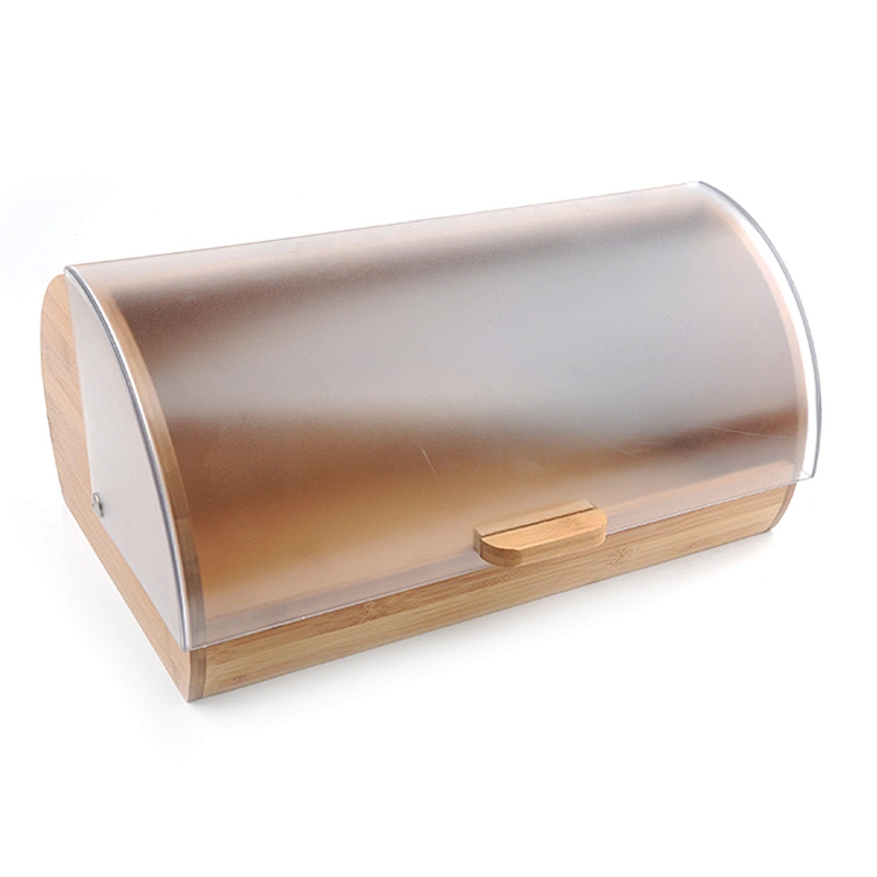 New design hot selling good quality bamboo bread box with plastic lid