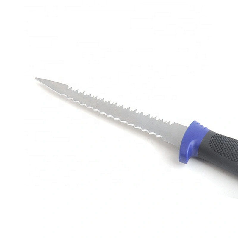 Double Blade Saw Stainless Steel Outdoor Fishing Black Camping Survival Fillet Knife With Non Slip Soft Touch Handle