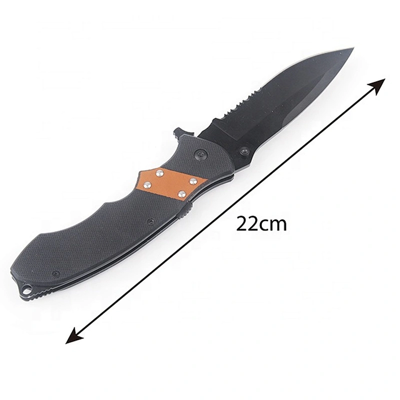 Classic Black Coating Stainless Steel Folding Pocket Knife with G10 Handle