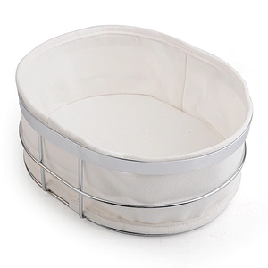New design easy to use oval shaped metal bread basket with canvas bag