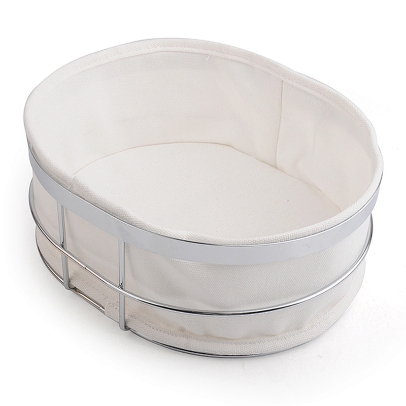 New design easy to use oval shaped metal bread basket with canvas bag