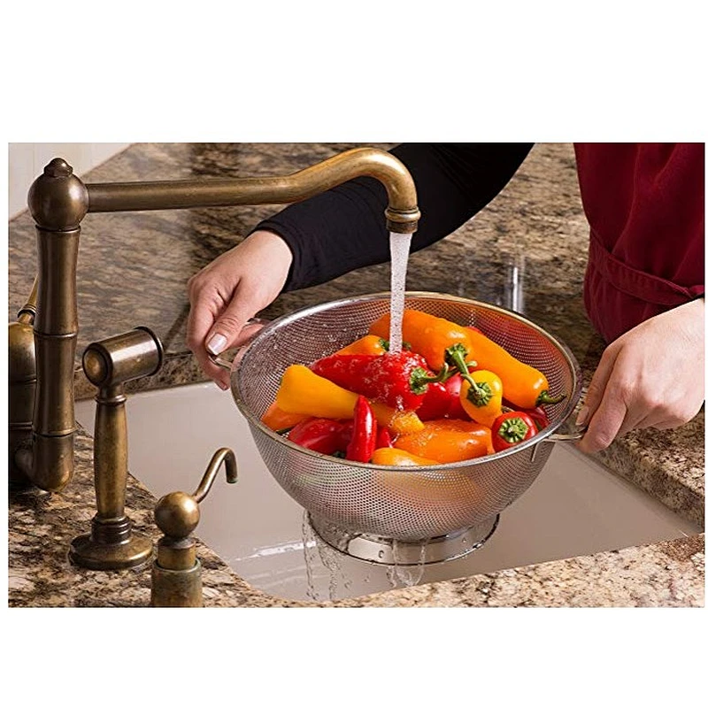 Stainless steel colonder durable strainer with handle big size fruit basket