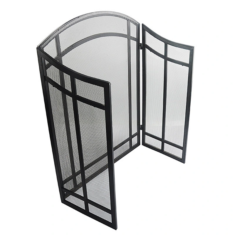 Classic flowery fireplace tools screens with coating 3 panels screen baby safe and easy handle