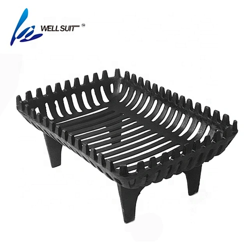 Cast iron fire grate with black powder coating and four feets