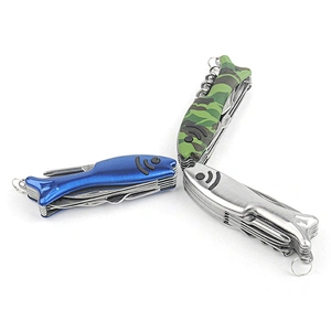 Fish Style 13 in 1 Multi Functions Stainless Steel Folding Survival Pocket  Knife Tools
