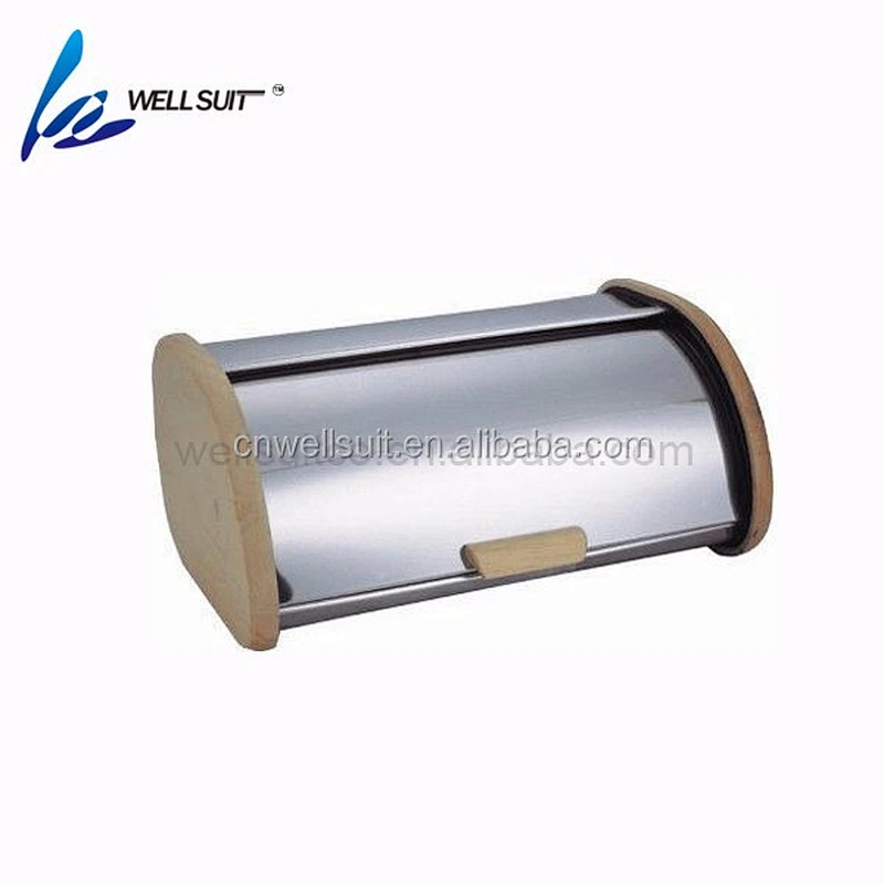 Unique design roll top stainless steel bread box bread bin metal