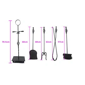 Black coating Luxury Wrought Iron fireplace accessories 5pcs Set