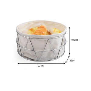 Stainless Steel Basket & Cloth Fabric Bag Modern Countertop Stainless Steel Wire Bread Basket Bowl for Kitchen Storage Bread